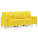 3-personers sofa med pyntepuder 180 cm stof lysegul