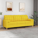 3-personers sofa med pyntepuder 180 cm stof lysegul