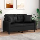 2-personers sofa med pyntepuder 120 cm kunstlæder sort