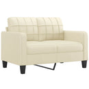 2-personers sofa med pyntepuder 120 cm kunstlæder cremefarvet