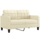 2-personers sofa med pyntepuder 140 cm kunstlæder cremefarvet