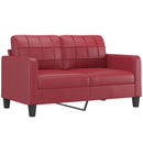 2-personers sofa med pyntepuder 140 cm kunstlæder vinrød