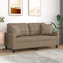 2-personers sofa med pyntepuder 140 cm kunstlæder cappuccino