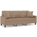3-personers sofa med pyntepuder 180 cm kunstlæder cappuccino