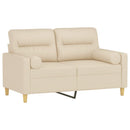 2-personers sofa med pyntepuder 120 cm stof cremefarvet