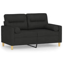 2-personers sofa med pyntepuder 120 cm stof sort