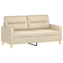 2-personers sofa med pyntepuder 140 cm stof cremefarvet