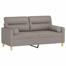 2-personers sofa med pyntepuder 140 cm stof gråbrun