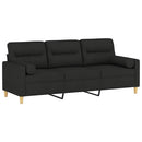 3-personers sofa med pyntepuder 180 cm stof sort