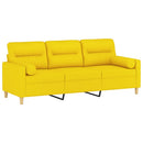 3-personers sofa med pyntepuder 180 cm stof lysegul