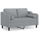 2-personers sofa med pyntepuder 120 cm stof lysegrå