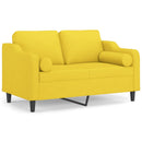 2-personers sofa med pyntepuder 120 cm stof lysegul
