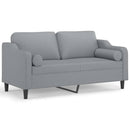 2-personers sofa med pyntepuder 140 cm stof lysegrå