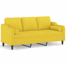 3-personers sofa med pyntepuder 180 cm stof lysegul