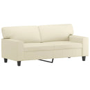 2-personers sofa med pyntepuder 140 cm kunstlæder cremefarvet