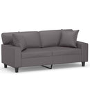 2-personers sofa med pyntepuder 140 cm kunstlæder grå