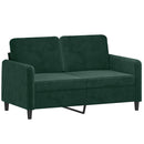 2-personers sofa med pyntepuder 120 cm velour mørkegrøn