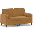 2-personers sofa med pyntepuder 120 cm velour brun