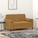 2-personers sofa med pyntepuder 120 cm velour brun