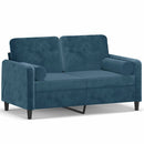 2-personers sofa med pyntepuder 120 cm velour blå