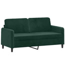 2-personers sofa med pyntepuder 140 cm velour mørkegrøn