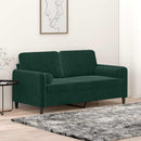 2-personers sofa med pyntepuder 140 cm velour mørkegrøn