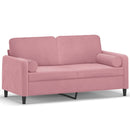 2-personers sofa med pyntepuder 140 cm velour pink