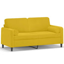 2-personers sofa med pyntepuder 140 cm velour gul