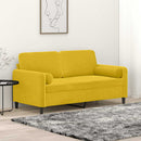 2-personers sofa med pyntepuder 140 cm velour gul