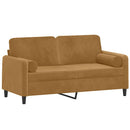 2-personers sofa med pyntepuder 140 cm velour brun