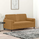 2-personers sofa med pyntepuder 140 cm velour brun