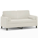 2-personers sofa med pyntepuder 140 cm velour cremefarvet