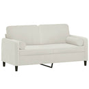 2-personers sofa med pyntepuder 140 cm velour cremefarvet