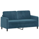2-personers sofa med pyntepuder 140 cm velour blå