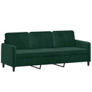 3-personers sofa med pyntepuder 180 cm velour mørkegrøn