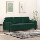 3-personers sofa med pyntepuder 180 cm velour mørkegrøn