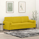 3-personers sofa med pyntepuder 180 cm velour gul