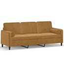 3-personers sofa med pyntepuder 180 cm velour brun