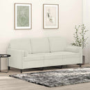 3-personers sofa med pyntepuder 180 cm velour cremefarvet