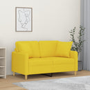 2-personers sofa med pyntepuder 120 cm stof lysegul
