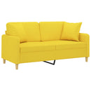 2-personers sofa med pyntepuder 140 cm stof lysegul