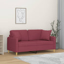 2-personers sofa med pyntepuder 140 cm stof vinrød