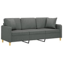 3-personers sofa med pyntepuder 180 cm stof mørkegrå