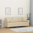 3-personers sofa med pyntepuder 180 cm stof cremefarvet