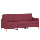 3-personers sofa med pyntepuder 180 cm stof vinrød