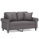 2-personers sofa med pyntepuder 120 cm kunstlæder grå