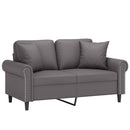 2-personers sofa med pyntepuder 120 cm kunstlæder grå