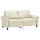 2-personers sofa med pyntepuder 140 cm kunstlæder cremefarvet