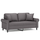 2-personers sofa med pyntepuder 140 cm kunstlæder grå