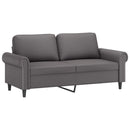 2-personers sofa med pyntepuder 140 cm kunstlæder grå